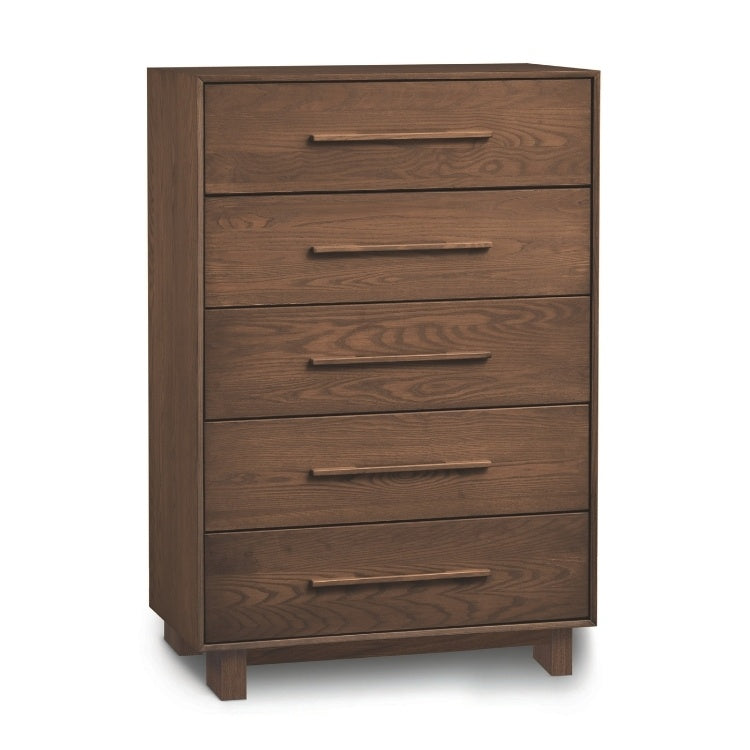 Sloane 5 Drawer Wide walnut angle view
