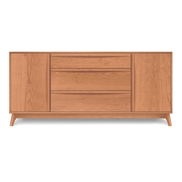 Catalina 1 Door on either side of 3 Drawers Buffet in Cherry, front view