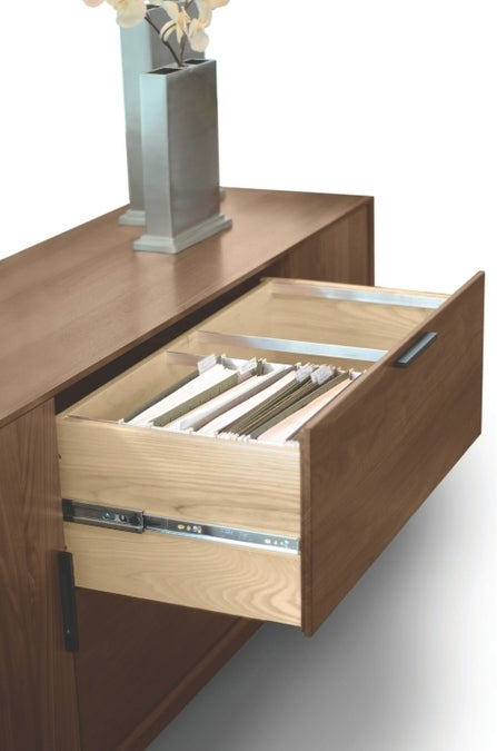 Catalina Credenza detail view open top drawer