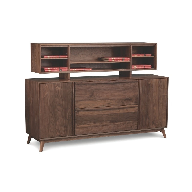 Catalina Credenza angle view with organizer hutch