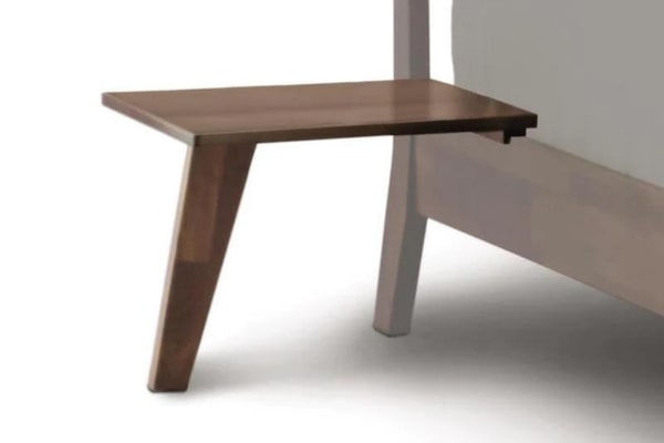 Linn Attached Nightstand in walnut with one angled leg