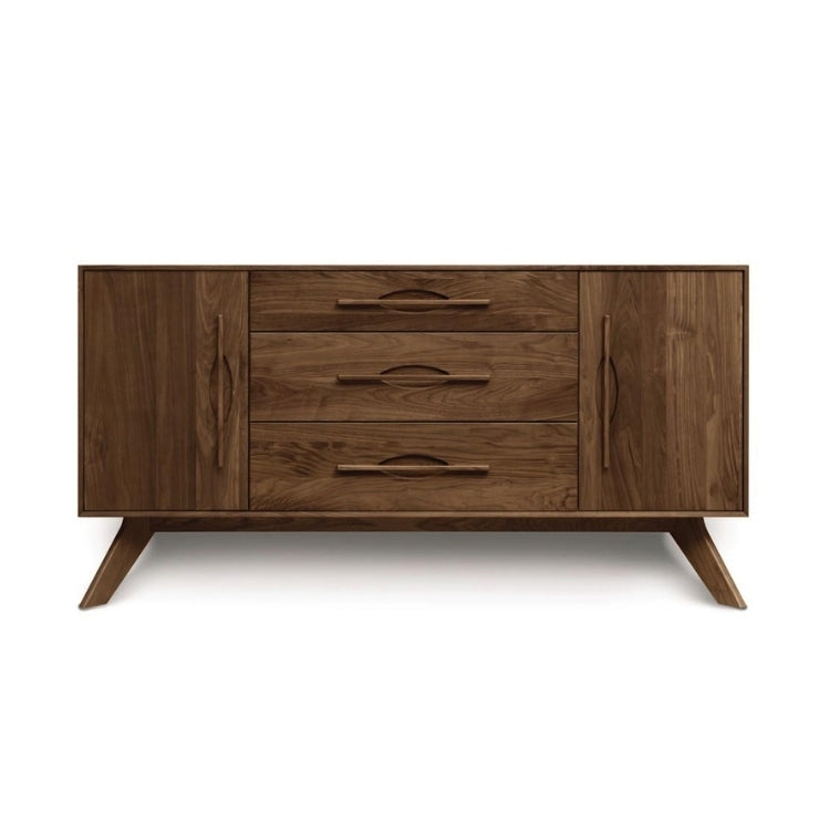 Audrey 1 Door on Either Side of 3 Drawers Buffet walnut front view