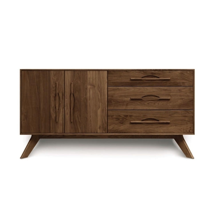 Audrey 3 Drawer, 2 Door Buffet with doors on left in walnut, front view