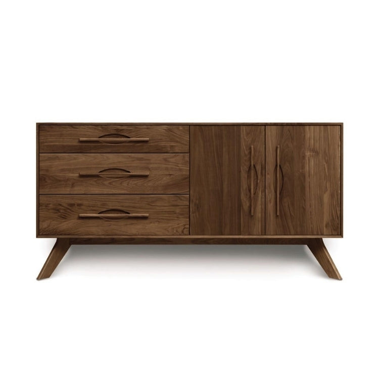 Audrey 3 Drawer, 2 Door Buffet with doors on right in walnut, front view
