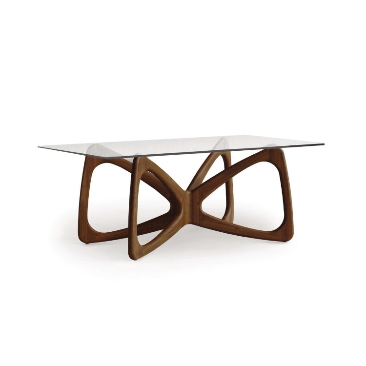 Butterfly Glass Top Table walnut angle view