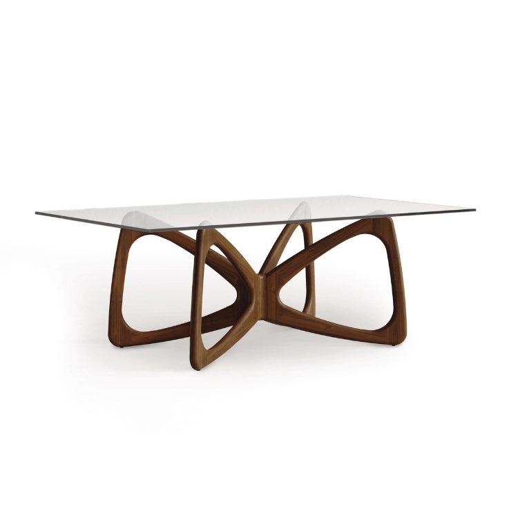 Butterfly Glass Top Table walnut angle