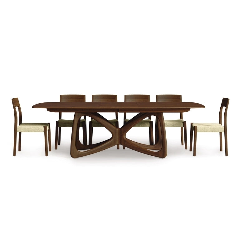 Butterfly Extension Table walnut extended with 6 chairs