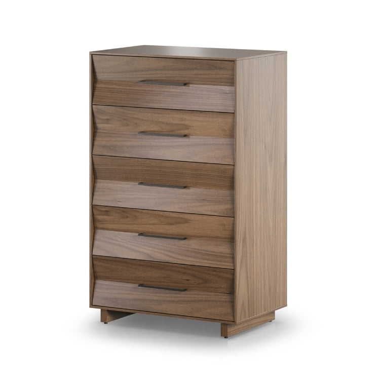 KAVA 5 drawer chest in walnut angle view