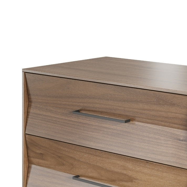 KAVA 5 drawer chest in walnut close up top drawer corner