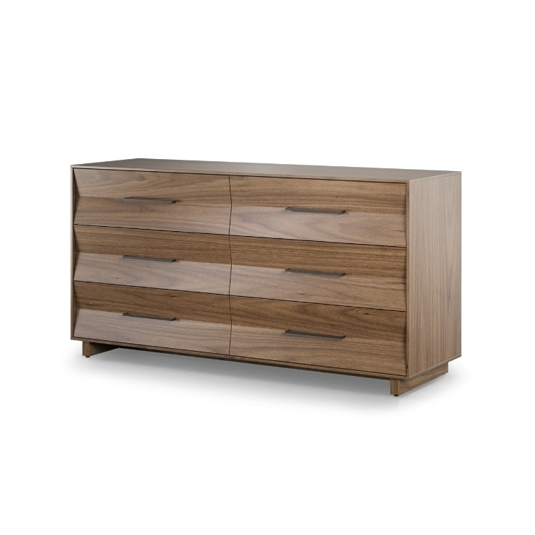KAVA 6 drawer dresser in walnut angle view