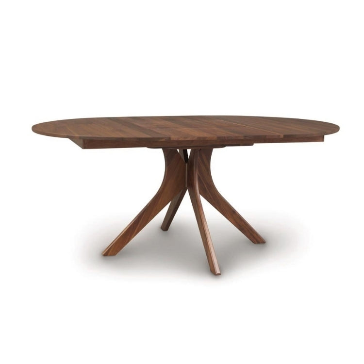 Audrey Round Extension Table in walnut, extended
