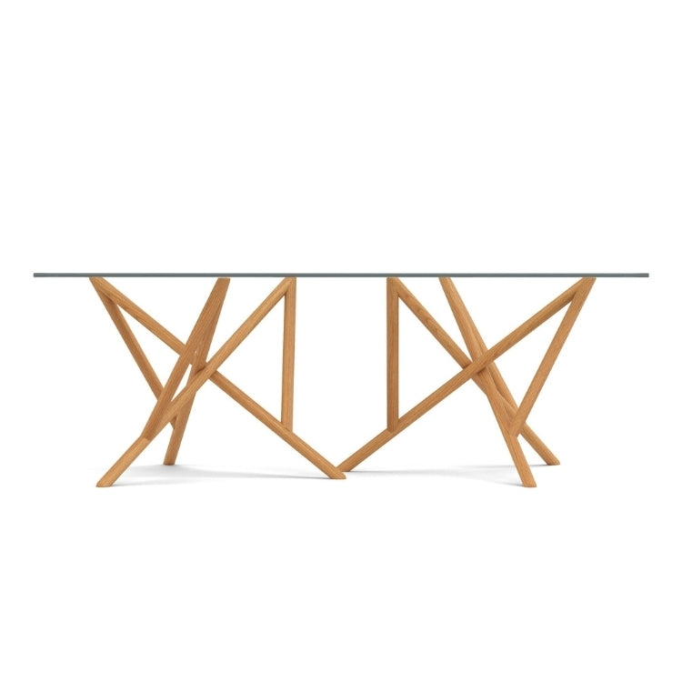 Baton Glass Top Table in Natural Cherry head on