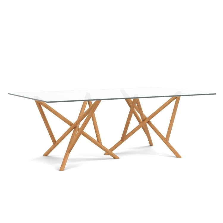 Baton Glass Top Table in Natural Cherry angled view