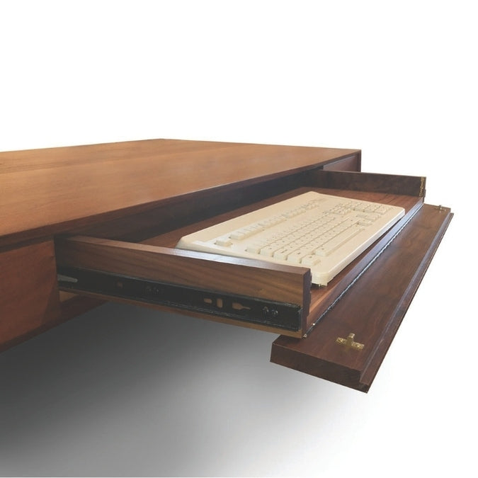 Catalina Desk detail view of open keyboard tray