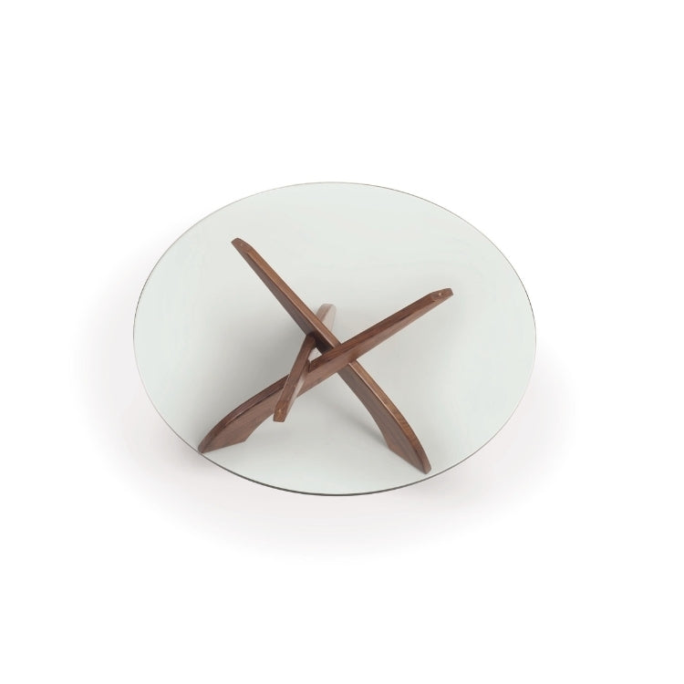 Entwine Round Glass Top Coffee Table top view