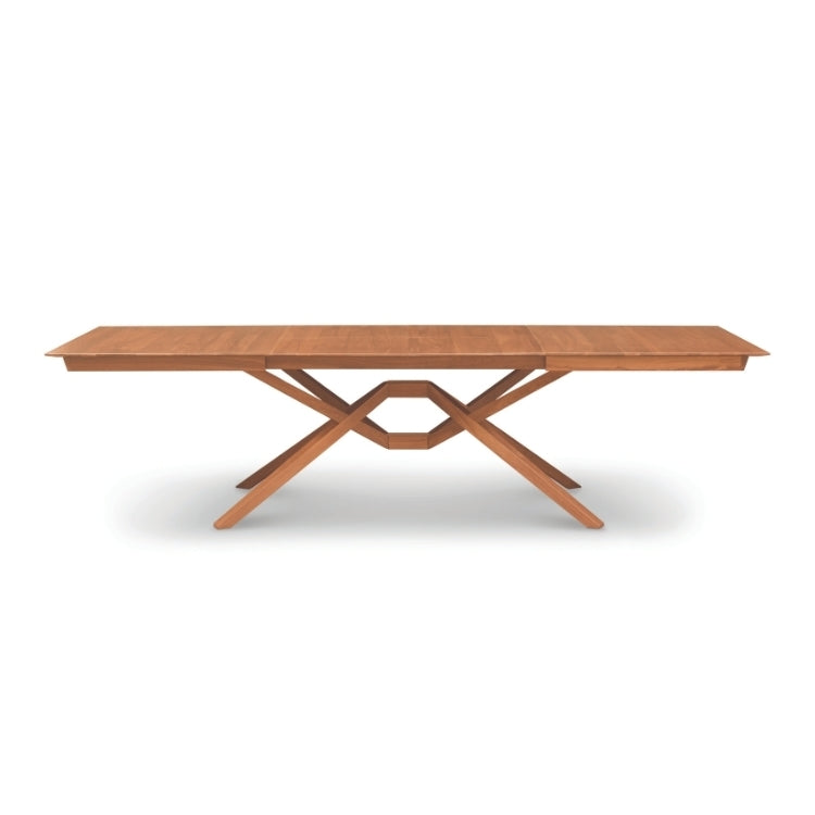 Exeter Extension Table cherry front view extended with 2 leaves