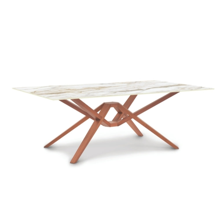 Exeter Stone Top Rectangular Table in Natural Cherry with Macchia Vecchia stone