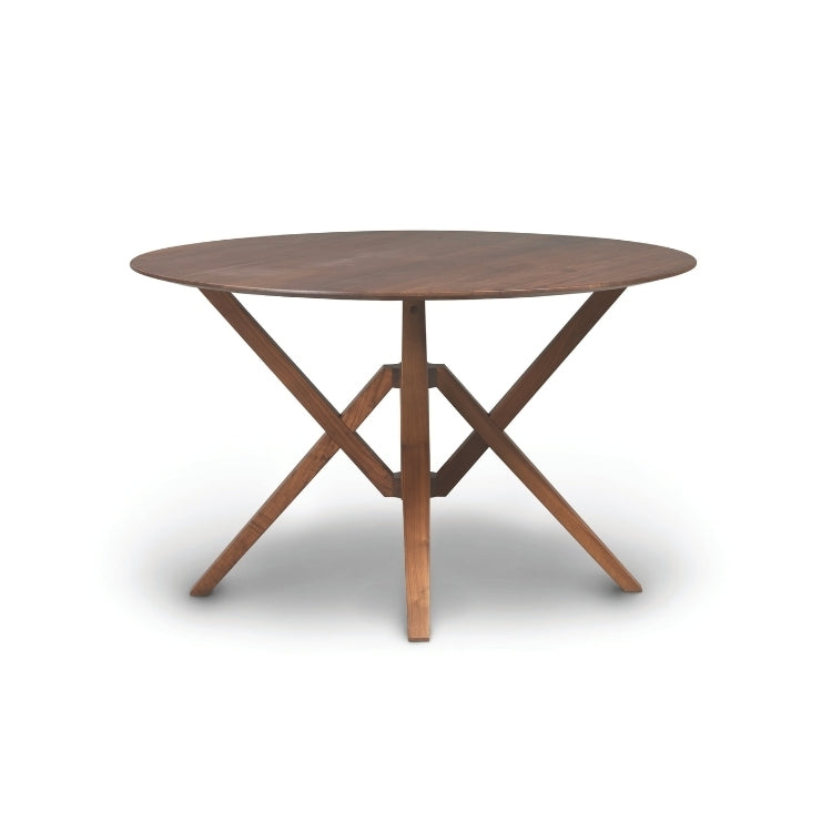 Exeter Round Fixed Top Table walnut front view