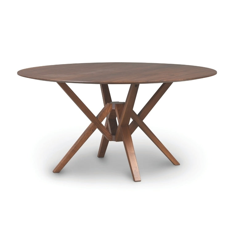 Exeter Round Fixed Top Table walnut angle view