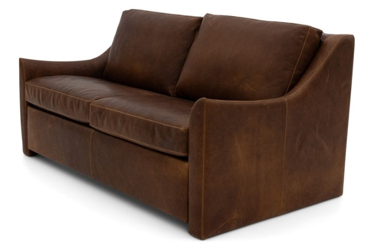 Sofa by American Leather—modern wing-arm styling in dark brown