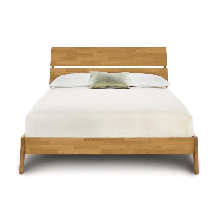 Linn Platform Bed in Cherry front view with slatted head board