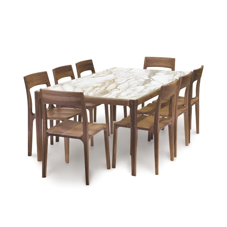 Lisse Stone Top Table in Macchia Vecchia with dining chairs