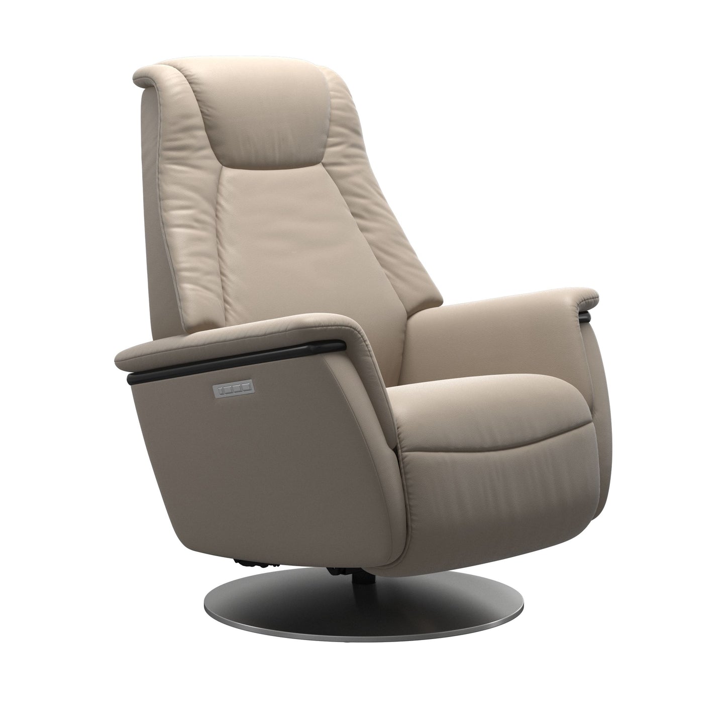 Mushroom colored recliner with steel base