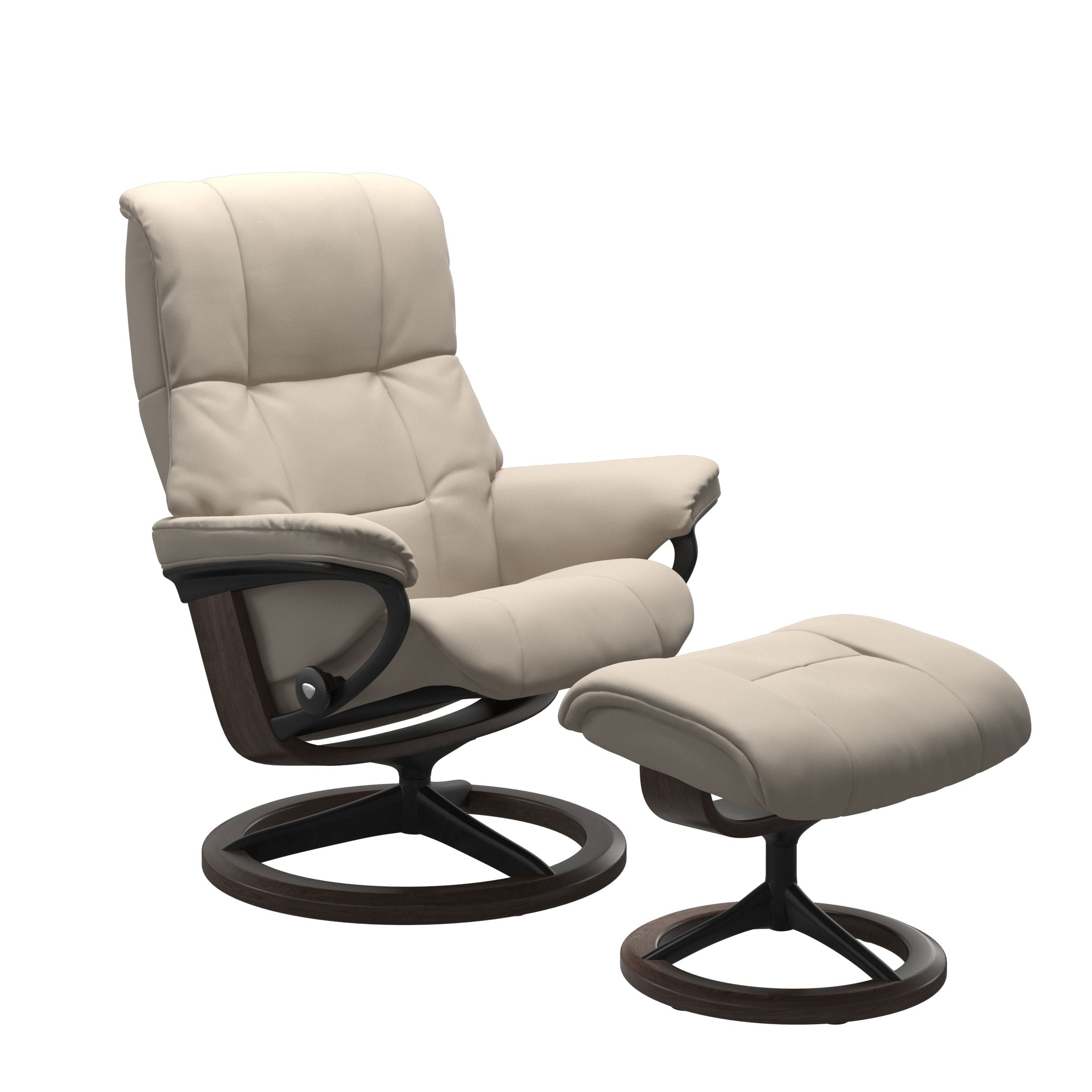 Paloma fog recliner chair with ottoman black matte metal and wooden wenge signature base