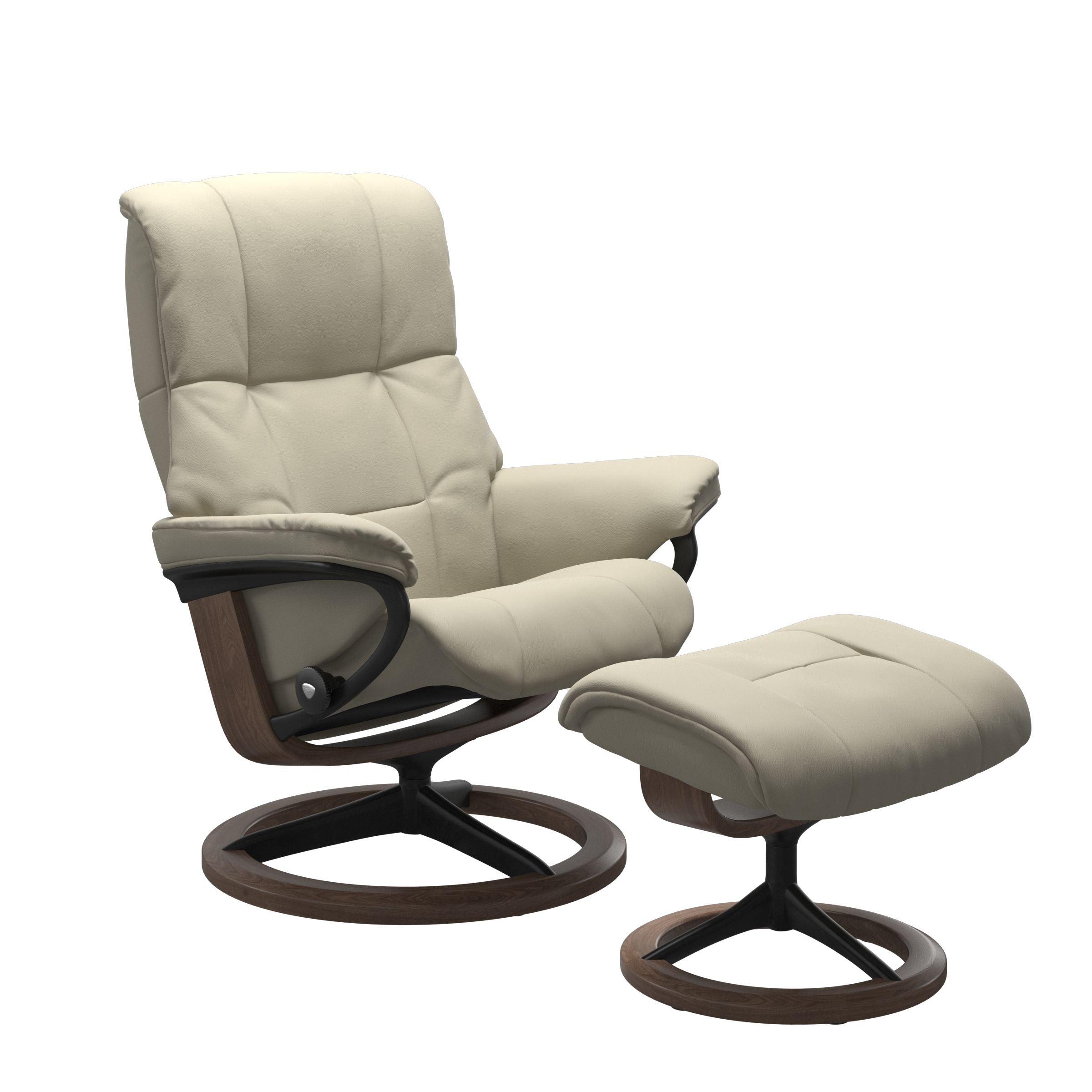 Paloma light gray recliner chair with ottoman black matte metal and wooden walnut signature frame