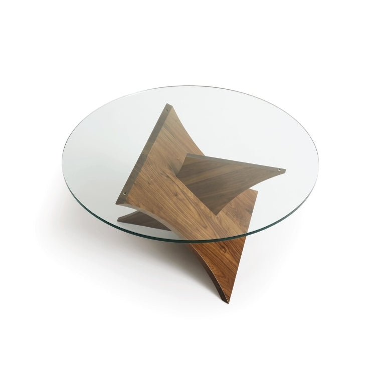 Planes Round Glass Top Coffee Table top view