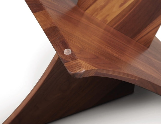 Planes Round Glass Top Coffee Table detail view of wood edge where glass top is held