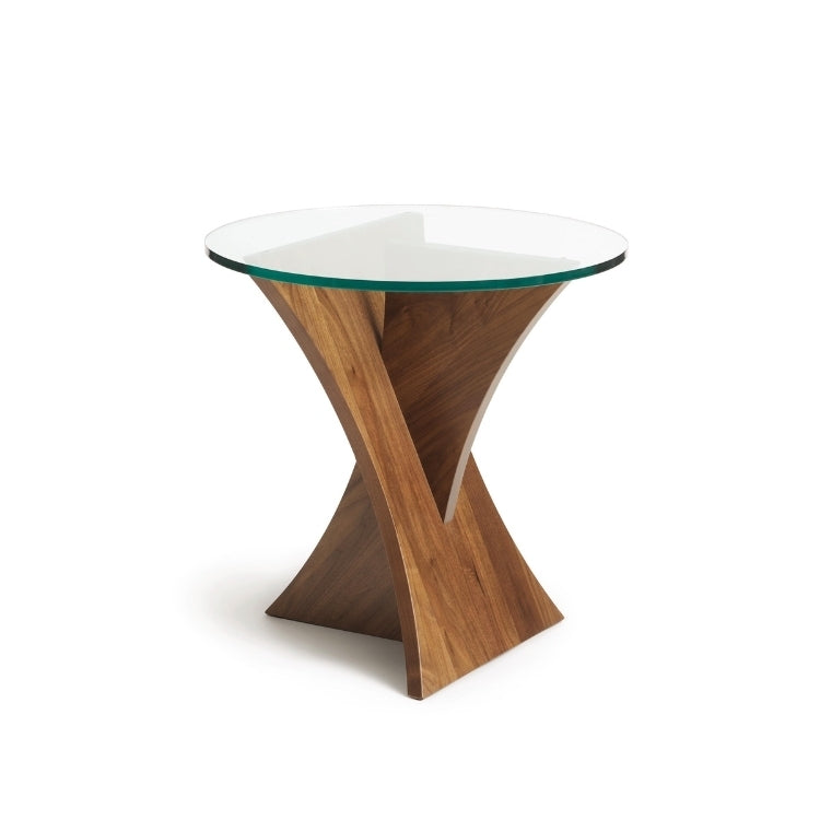 Planes Round Glass Top End Table front view
