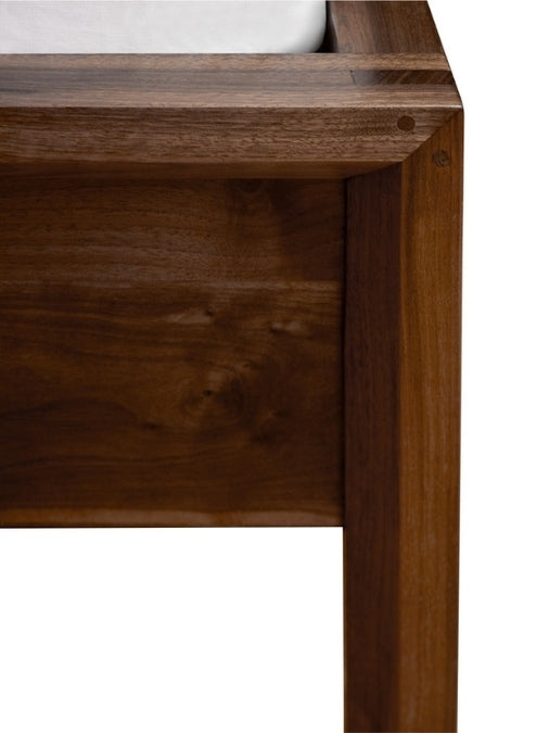 Rustic Walnut Bed close up footboard