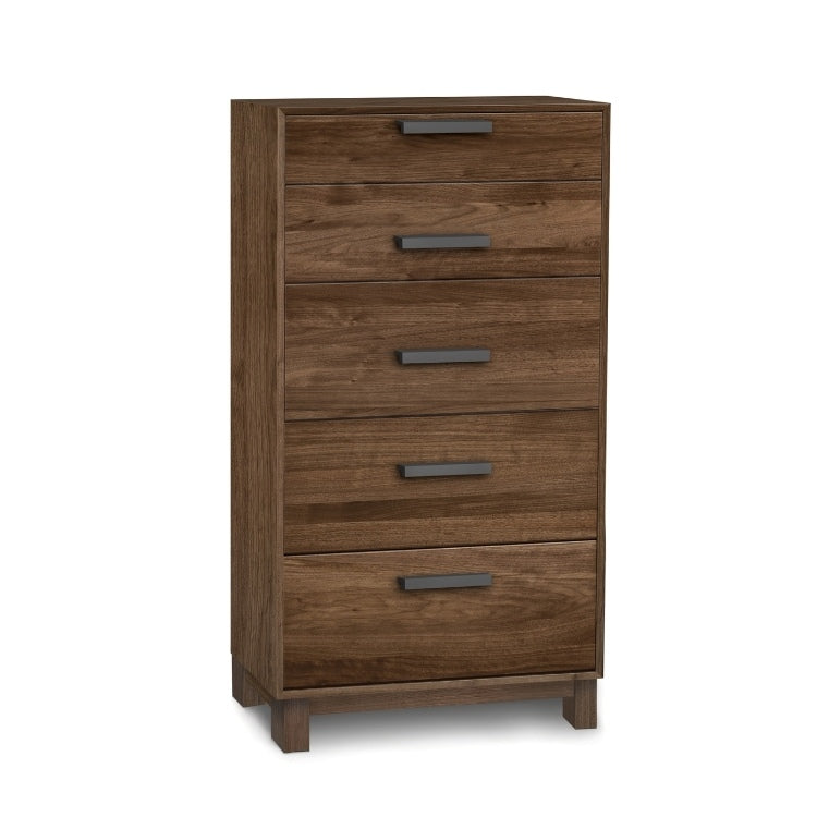 Savoy 5-Drawer Narrow Chest in Natural Walnut angled view