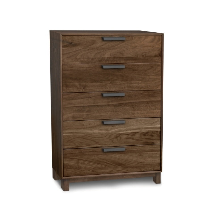 Savoy 5-Drawer Wide Chest in Natural Walnut angled view