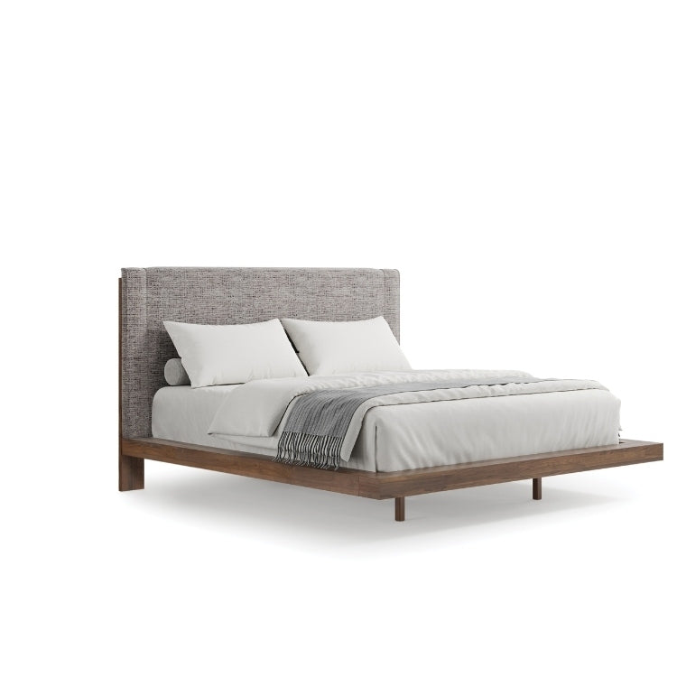 Savoy Bed in Natural Walnut angled view