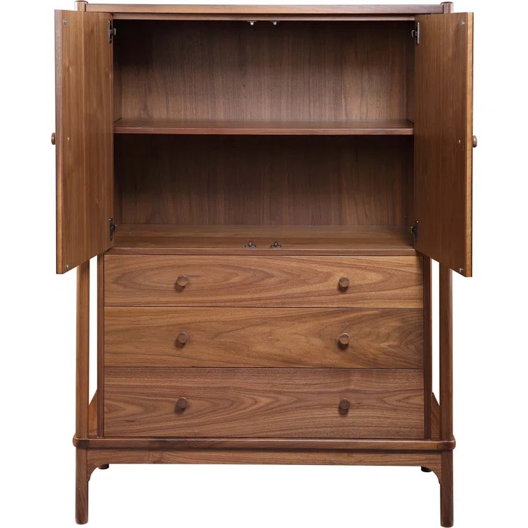 Walnut Grove Gentleman's Chest with open cabinet showcasing shelving