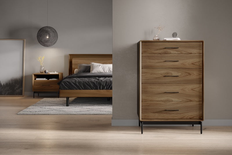 Linq 5-Drawer Chest with bed and nightstand
