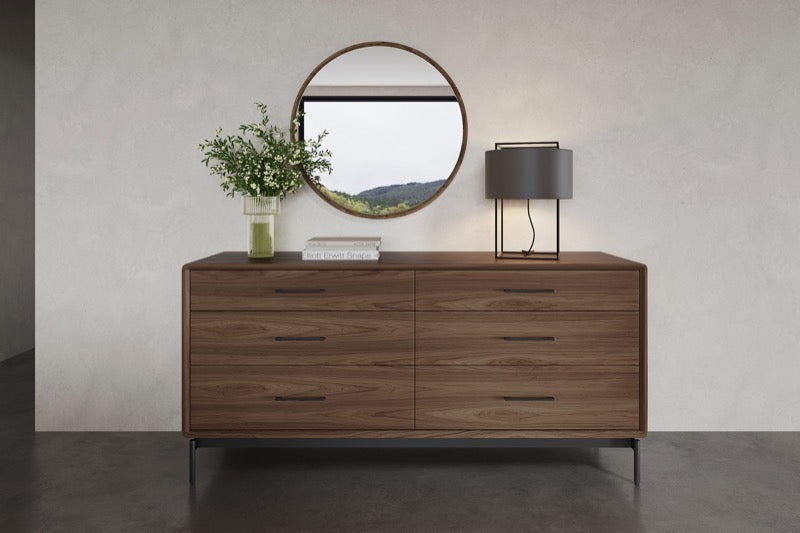 Linq 6-Drawer Chest walnut with mirror