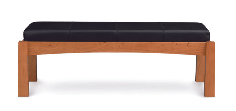 Berkeley Bench in cherry with leather upholstery, front view