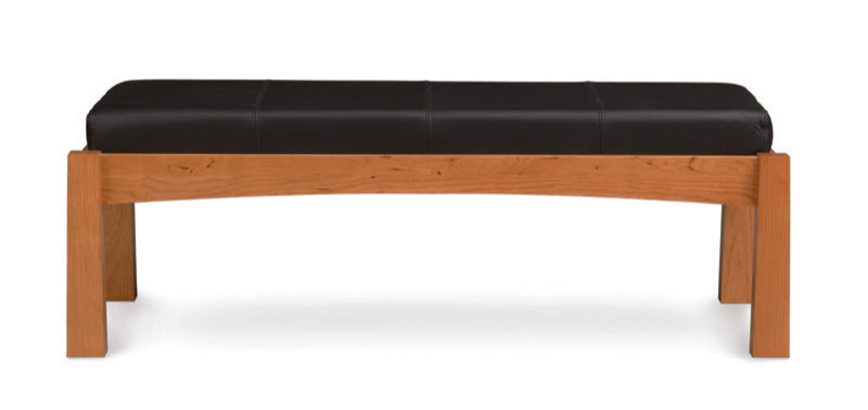 Berkeley Bench in cherry with leather upholstery, front view