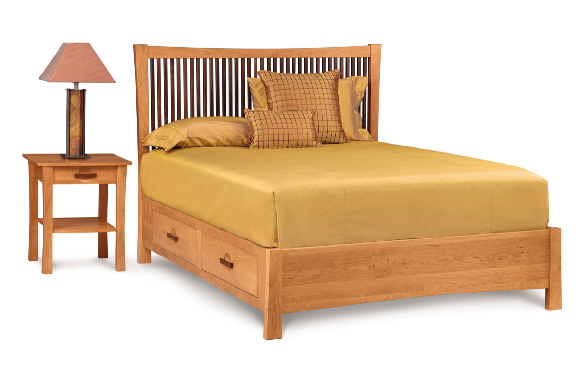 Berkeley 1 Drawer Nightstand in cherry with storage bed