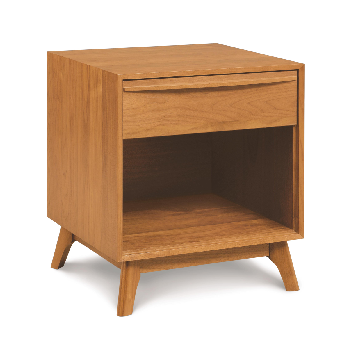 Catalina 1 Drawer Nightstand in cherry, angled view