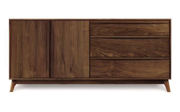 Catalina 3 Drawer, 2 Door Buffet with doors on left in walnut, front view
