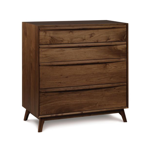 Catalina 4 Drawer in walnut, angled view