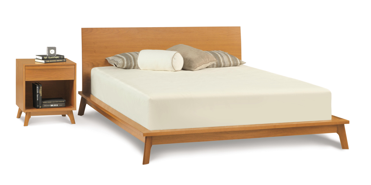 Catalina 1 Drawer Nightstand in cherry with bed