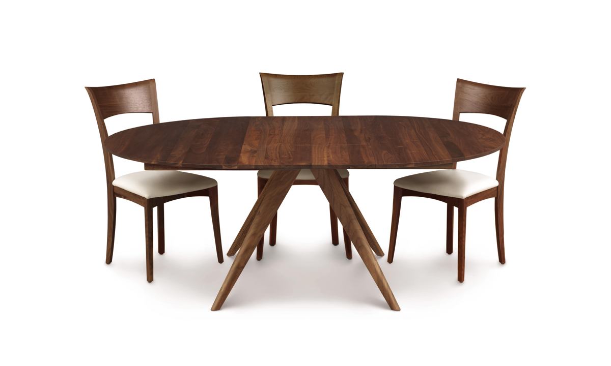 Catalina Round Extension Table in Walnut extended
