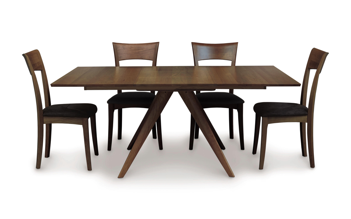 Catalina Square Extension Table in Walnut, extended with chairs