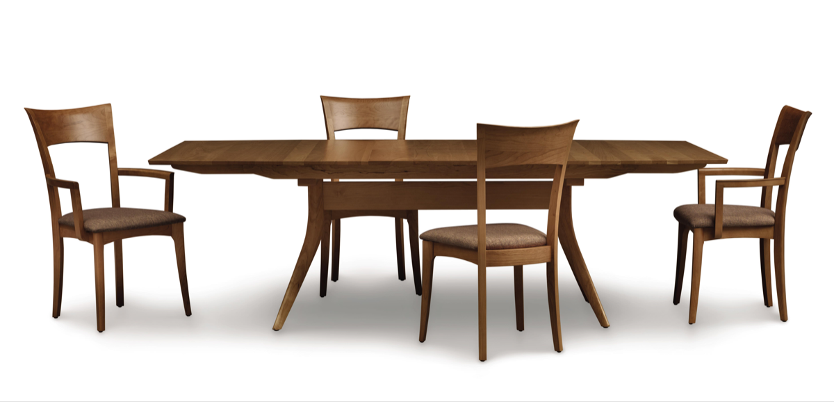 Catalina Trestle Dining Table in Walnut with chairs