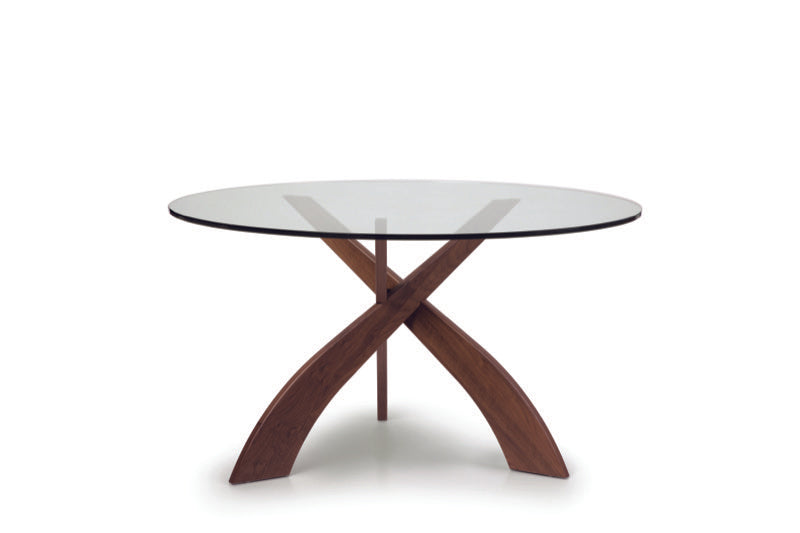 Entwine Dining Table with walnut base head on